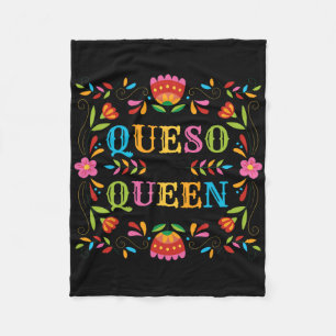 Queso Queen Floral Funny Cinco De Mayo Sarcastic F Fleece Deken