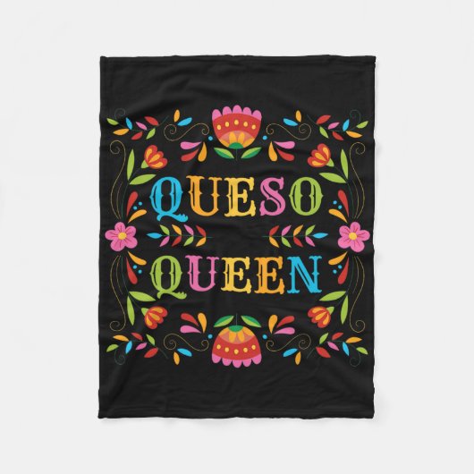 Queso Queen Floral Funny Cinco De Mayo Sarcastic F Fleece Deken (Voorkant)
