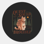 Quest Fantasy Squad Broccoli Funny Cat  Ronde Sticker (Voorkant)