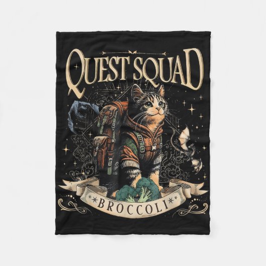 Quest Fantasy Squad Broccoli Kitten Funny Cat Fleece Deken (Voorkant)