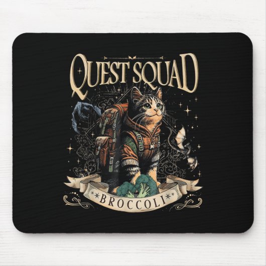 Quest Fantasy Squad Broccoli Kitten Funny Cat Muismat (Voorkant)