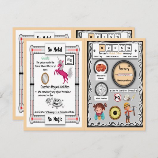 Questa - Mercury Horn Unicorn Game Kaart (Voorkant / Achterkant)