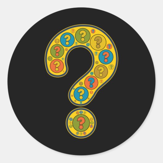Question Mark Yellow Artful Image Punctuation Ronde Sticker (Voorkant)