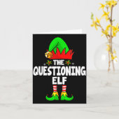 Questioning Elf Group Christmas Funny Pajama Party Kaart (Gele Bloem)