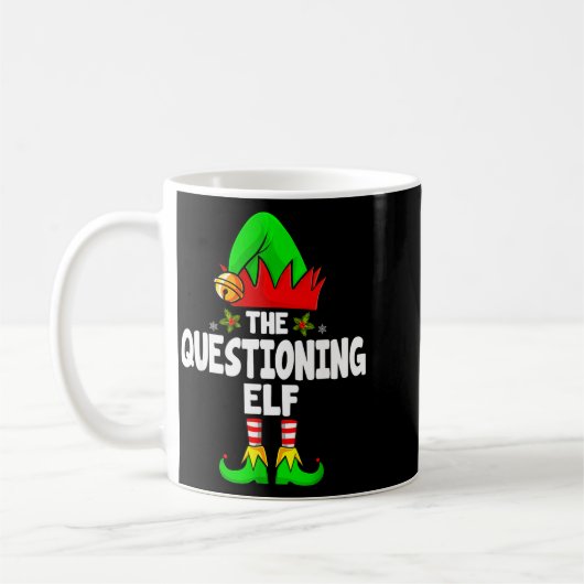 Questioning Elf Group Christmas Funny Pajama Party Koffiemok (Links)