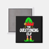 Questioning Elf Group Christmas Funny Pajama Party Magneet (Voorkant / Achterkant)