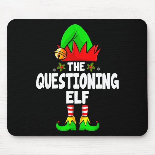 Questioning Elf Group Christmas Funny Pajama Party Muismat (Voorkant)