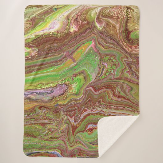 Questions 1 Wild Green Maroon Blanket Sherpa Deken (Voorkant)