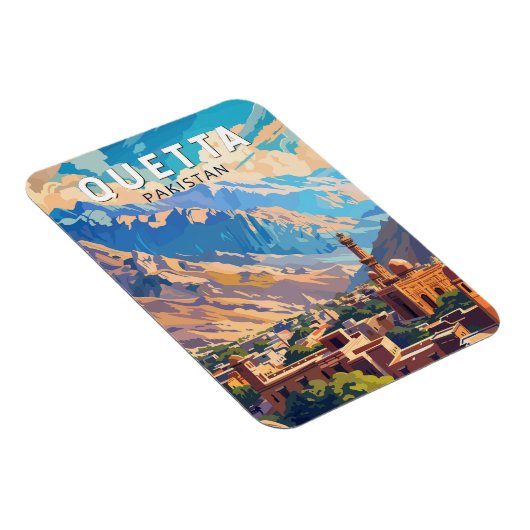 Quetta Pakistan Travel Art Vintage Magneet (Rechterzijde)