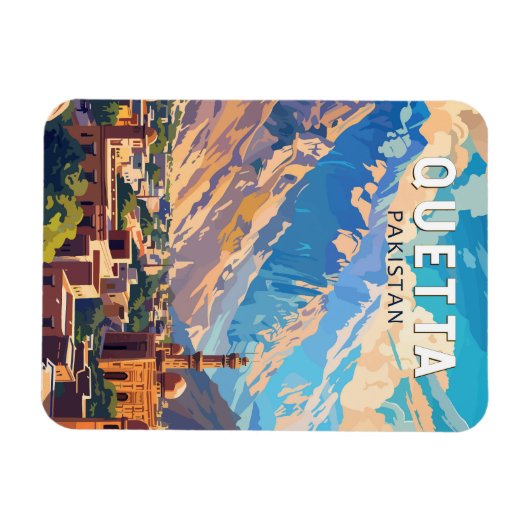 Quetta Pakistan Travel Art Vintage Magneet (Horizontaal)