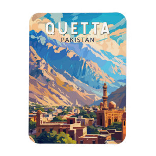 Quetta Pakistan Travel Art Vintage Magneet