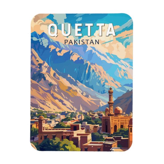 Quetta Pakistan Travel Art Vintage Magneet (Verticaal)
