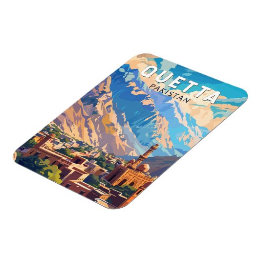 Quetta Pakistan Travel Art Vintage Magneet (Linkerzijde)