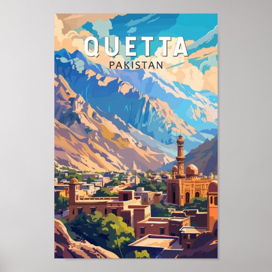 Quetta Pakistan Travel Art Vintage Poster (Voorkant)