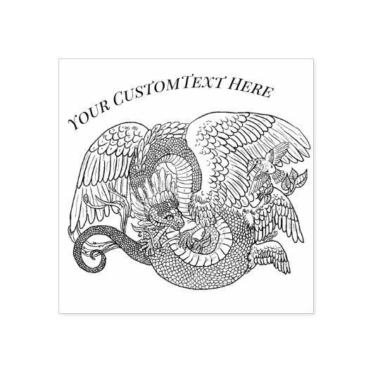 Quetzacoatl Dragon lineart Rubberstempel (Afrduk)