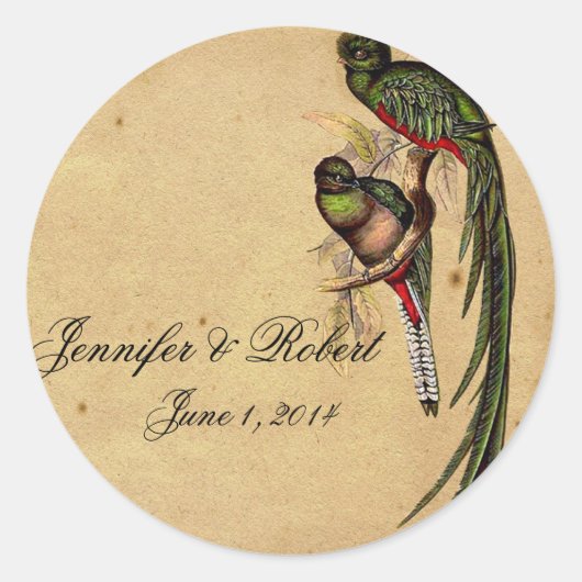 Quetzal Bird Elegant Envelope Seal Ronde Sticker (Voorkant)