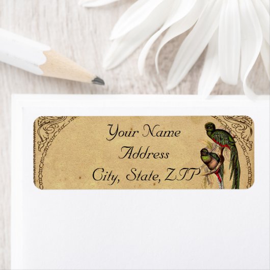  Quetzal Bird Elegant Retouradres Etiket (Insitu)