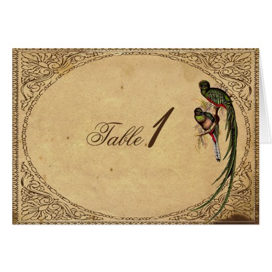 Quetzal Bird Elegant Table Number kaart (Voorkant Horizontaal)
