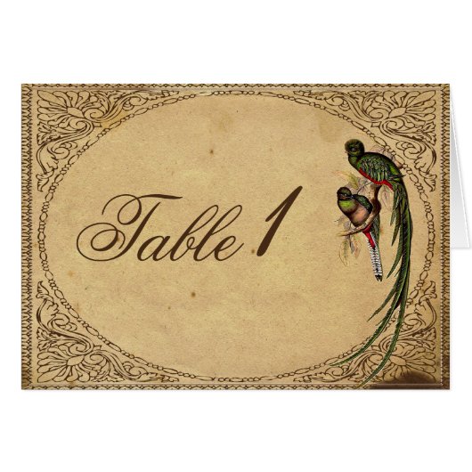 Quetzal Bird Elegant Tafelnummerkaart (Voorkant Horizontaal)
