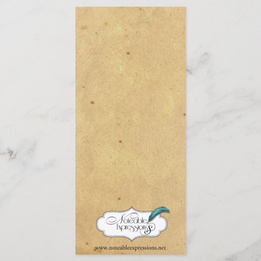  Quetzal Bird Elegant Wedding Menu (Achterkant)