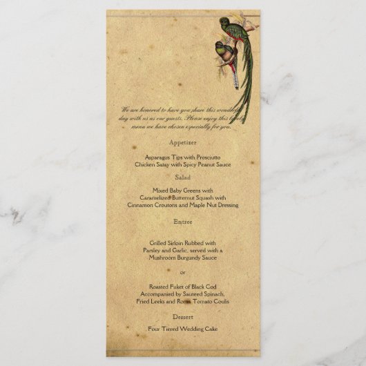  Quetzal Bird Elegant Wedding Menu (Voorkant)
