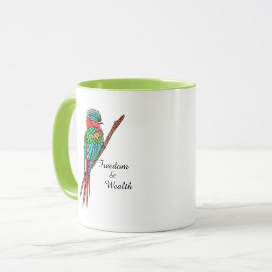 Quetzal Bird Vrijheid en Rijkdom Mok (Voorkant links)