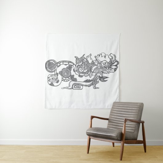 Quetzalcoatl Aztec Art Wandkleed (In Situ (horizontaal))