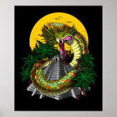 Quetzalcoatl Aztec God Mayan Pyramid Snake Poster (Voorkant)