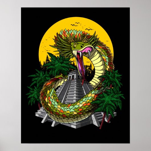 Quetzalcoatl Aztec Snake God Poster (Voorkant)