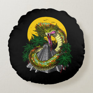 Quetzalcoatl Aztec Snake God Rond Kussen
