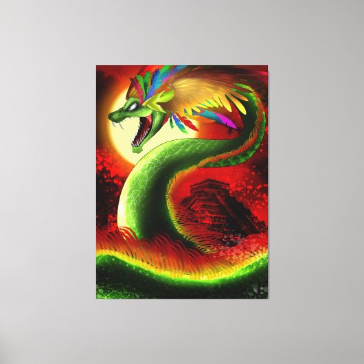 Quetzalcoatl de Azteekse god Canvas Afdruk (Voorkant)