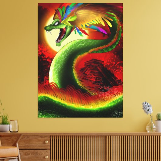 Quetzalcoatl de Azteekse god Canvas Afdruk (Insitu (Woonkamer))
