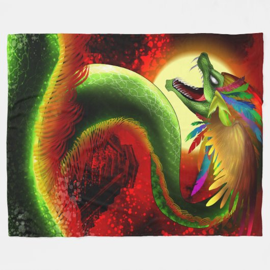 Quetzalcoatl de Azteekse god Fleece Deken (Voorkant (Horizontaal))
