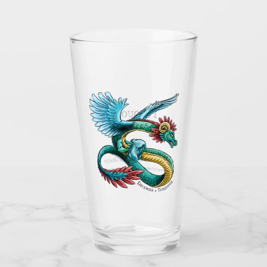 Quetzalcoatl Dragon December Birthstone Turquoise Glas (Voorkant)