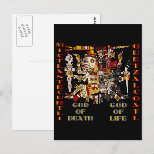 Quetzalcoatl en Mictlantecuhtli Briefkaart (Voorkant / Achterkant)
