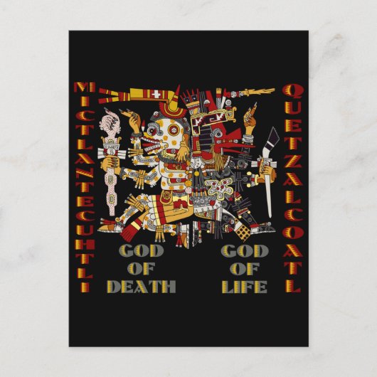 Quetzalcoatl en Mictlantecuhtli Briefkaart (Voorkant)