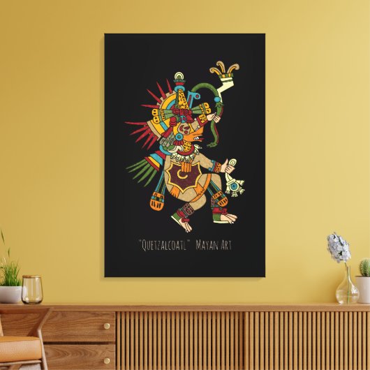Quetzalcoatl Mayan Art Canvas Afdruk (Insitu (Woonkamer))