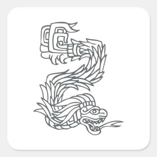 Quetzalcoatl ontwerp vierkante sticker (Voorkant)