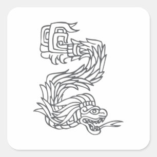 Quetzalcoatl ontwerp vierkante sticker