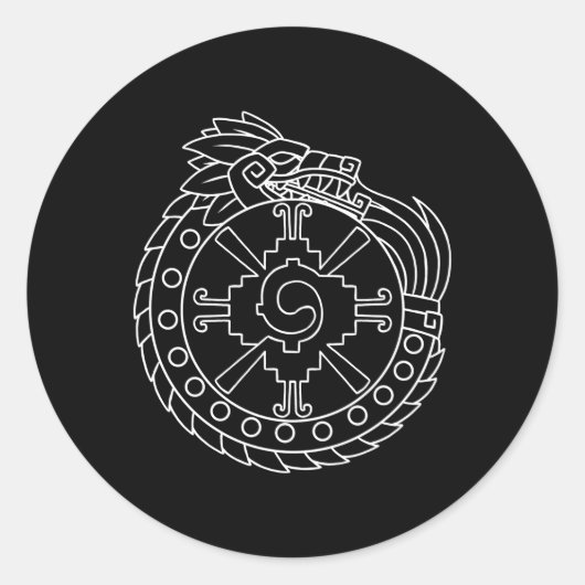 Quetzalcoatl Ouroboros Azteekse oude Maya Inca Ronde Sticker (Voorkant)