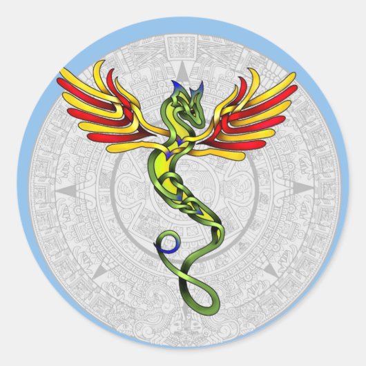 Quetzalcoatl Ronde Sticker (Voorkant)