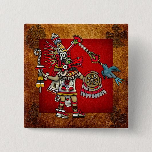 Quetzalcoatl Vierkante Button 5,1 Cm (Voorkant)