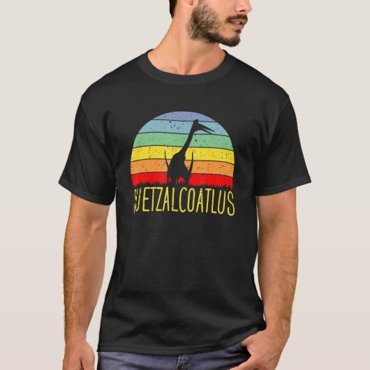 Quetzalcoatlus -  Retro Sunset Dinosaur Pal T-shirt (Voorkant)