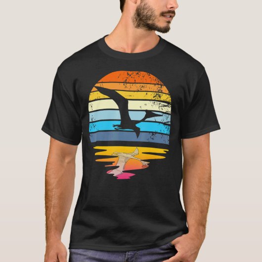 Quetzalcoatlus Retro Sunset Dinosaur Quetzalcoatlu T-shirt (Voorkant)