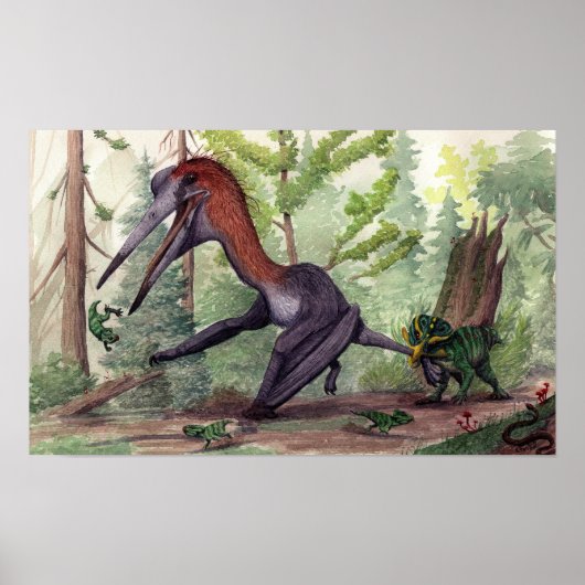 Quetzalcoatlus vs. Leptoceratops Poster (Voorkant)