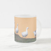 Queue Upgrade Cute Gese Oranje Frosted Glass Mok (Voorkant rechts)