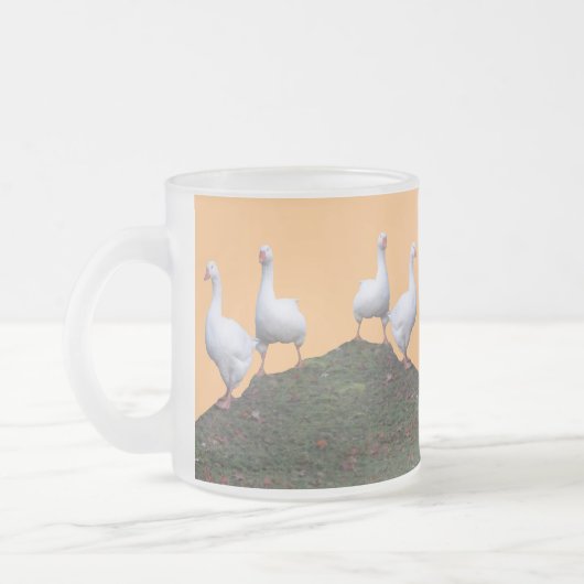 Queue Upgrade Cute Gese Oranje Frosted Glass Mok (Links)