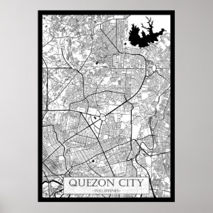 Quezon City Filipijnen Kaart Poster