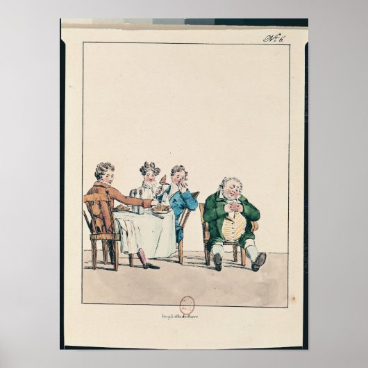 Qui dort dine'', karikatuur van een man dat slaapt poster (Voorkant)