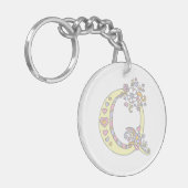 Quiana monogram letter q en betekenis sleutelhanger (Voorkant Links)